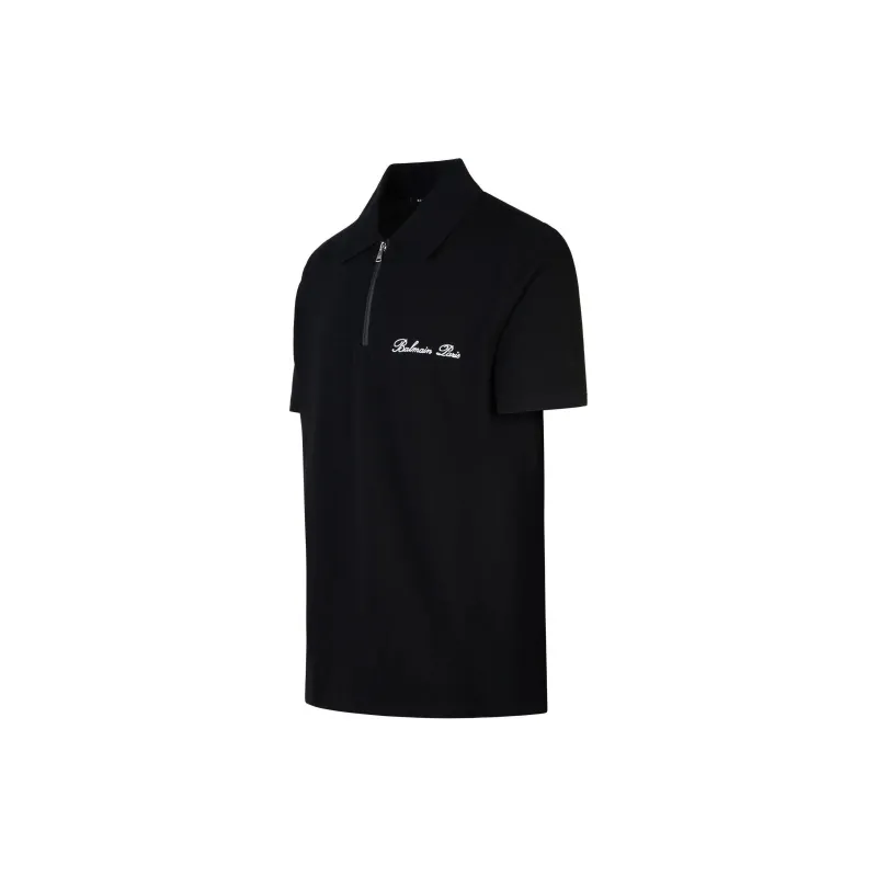 BALMAIN Embroidered logo Cotton Polo Shirt-2