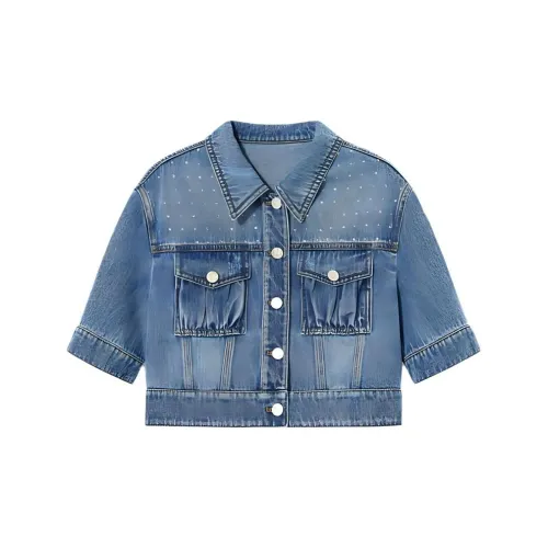 YINER GoodLand Denim Jackets Women's Vintage Blue