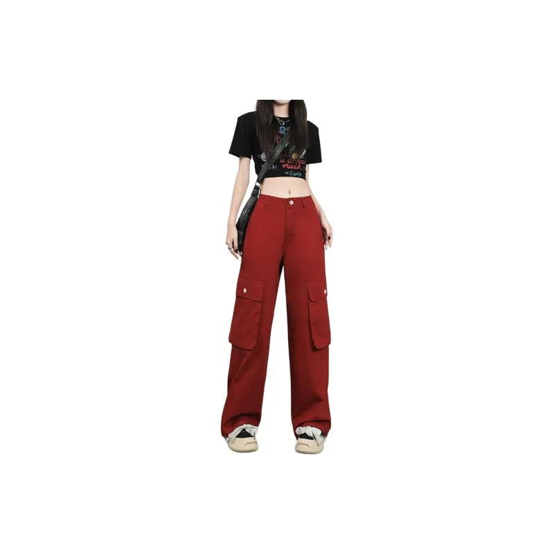 Rose Cargo Pants Women's Red-1