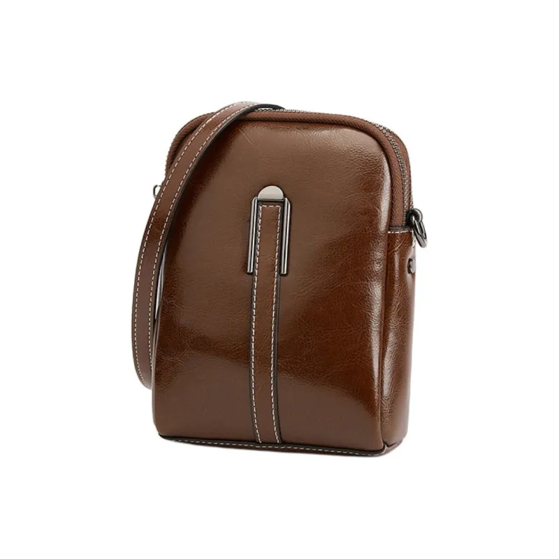 ST&SAT Cow Leather Crossbody Bag, Shoulder Bag Small Size Women's Coffee/Elegant Black-1