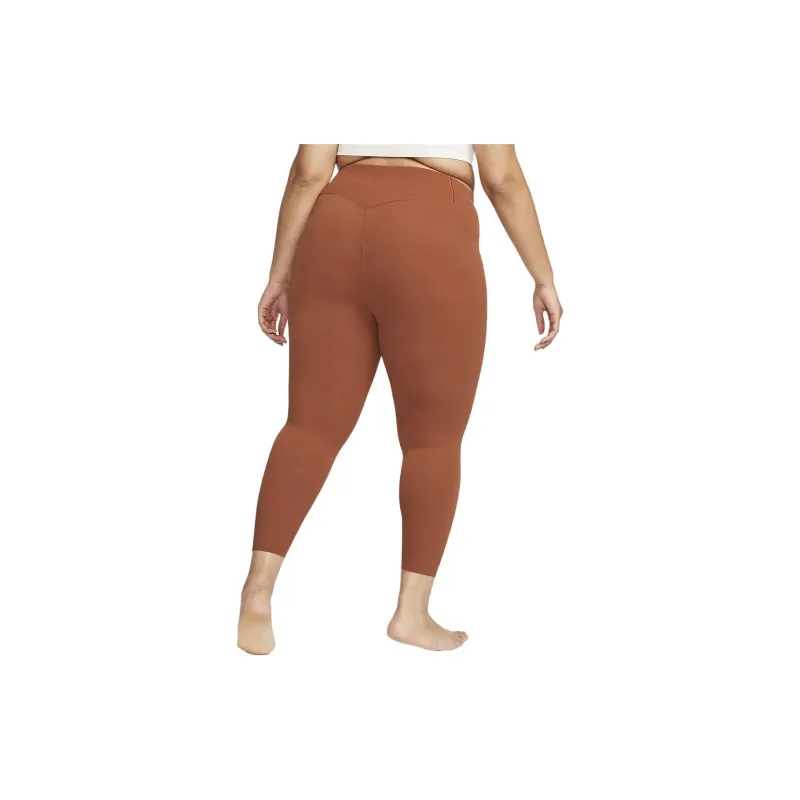 Nike Gentle-Support High-Waisted 7/8 Leggings Plus Size Knitted Sports Pants Women's Deep Reddish Brown-1