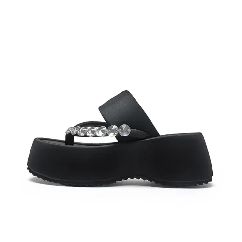 CHERRY&KALIKA Abrasion Resistant Slip Resistant Flip Flops Women's Black