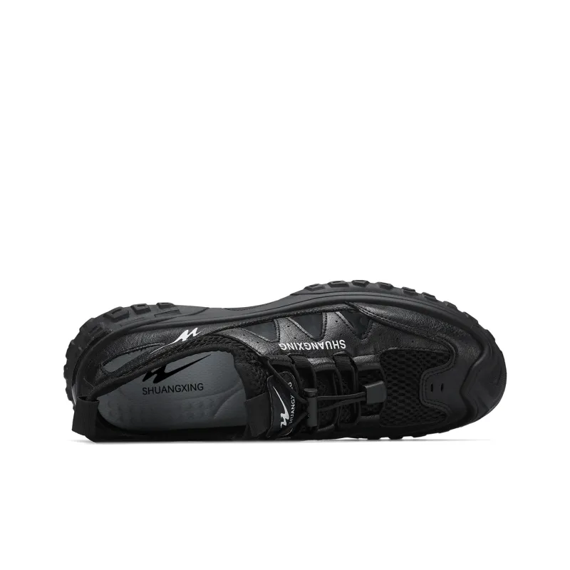 Binary Cushioned Anti Slip Wear Resistant Waterproof Breathable Lightweight Low Top Outdoor Shoes Men's Black-4