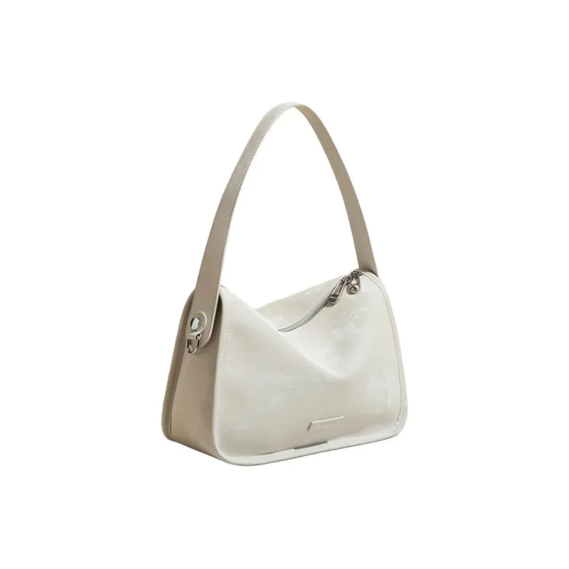 ST&SAT Cow Leather Shoulder Bag, Crossbody Bag, Handbag Medium Size Women's Elegant White-2