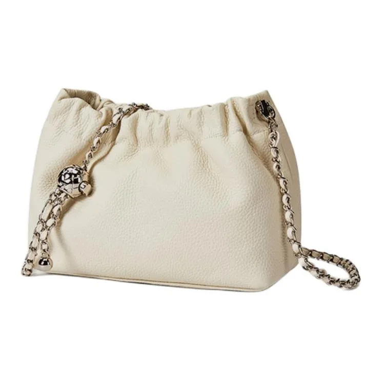 ST&SAT Top Grain Cow Leather Crossbody Bag Shoulder Bag Large Size Women's Elegant White/Elegant Black-1