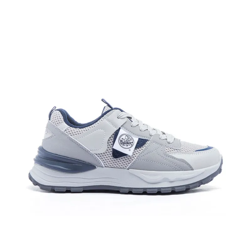 Warrior Students Mesh Casual Shoes Durable Breathable Lightweight Low Top Chunky Sneakers Unisex Gray Blue-1