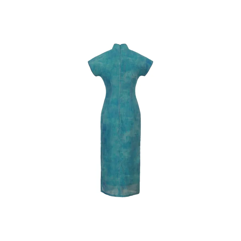 Clothes Cut By Time Cheongsam Women's Dark Cyan-1