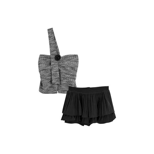 Love to serve Two Piece Skirt Sets Women's Apricot Black Mixed Color