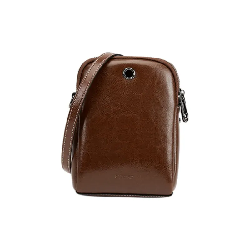 ST&SAT Cow Leather Crossbody Bag, Shoulder Bag Small Size Women's Coffee/Elegant Black-3