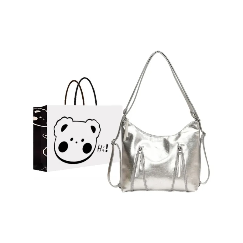 NX DOUGHNUT PU Backpack Women's White Silver Black-4