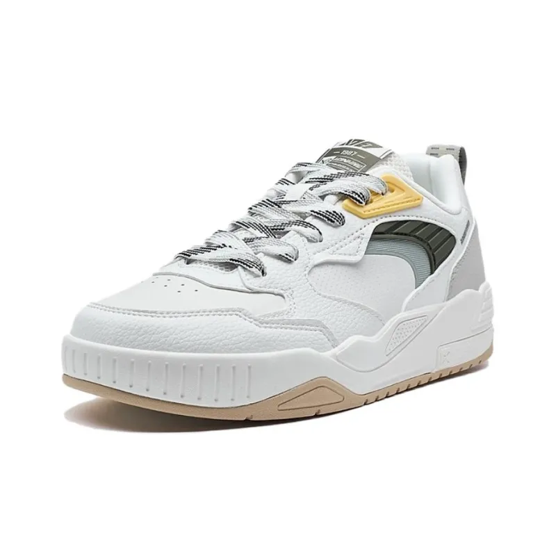 XTEP Kailang Lite Anti Slip Wear Resistant Low Top Skateboard Shoes Men's White Gray Yellow-1