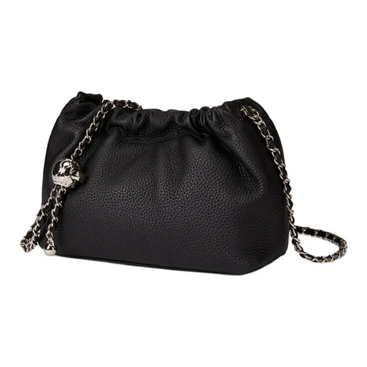 ST&SAT Top Grain Cow Leather Crossbody Bag Shoulder Bag Large Size Women's Elegant White/Elegant Black-5