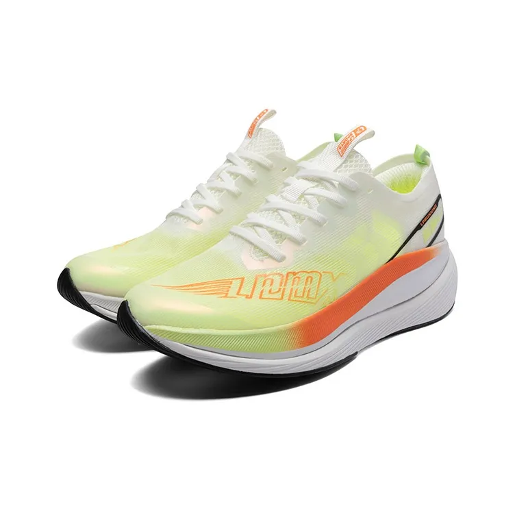 LPMX Cushioning Breathable Low-Top Sprint Running Shoes Unisex White Magnolia Orange/Olympic Edition-2