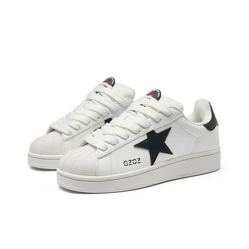 GZOZ Anti Slip And Wear Resistant Lightweight Low Top Skateboard Shoes Unisex White Black-3