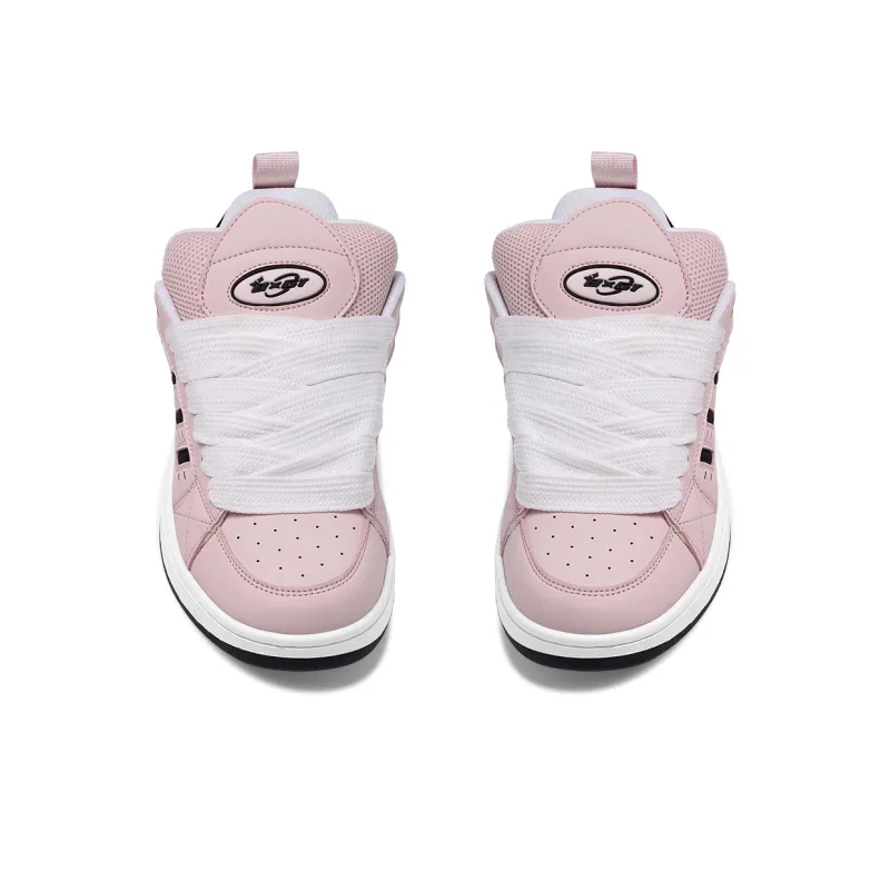 BXGY Blissful Joy Puffy Shoes Durable Lightweight And Breathable Low Top Skateboard Shoes Women's Pink Black-3
