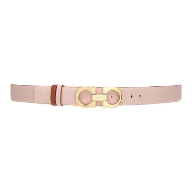 FERRAGAMO Gancini Double Sided Design Calfskin Leather Belts Women's Pink Width 2.5cm-1