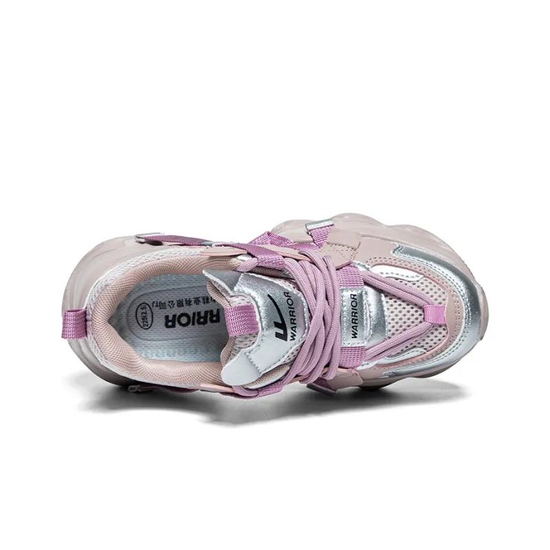 Warrior Abrasion Resistant, Breathable, Lightweight, Height Increasing Low Top Chunky Sneakers Women's Purple Silver-2