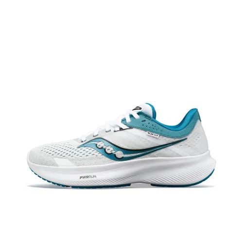 Saucony Ride 16 Anti Slip Wear Resistant Low Top Casual Running Shoes Women's White Blue