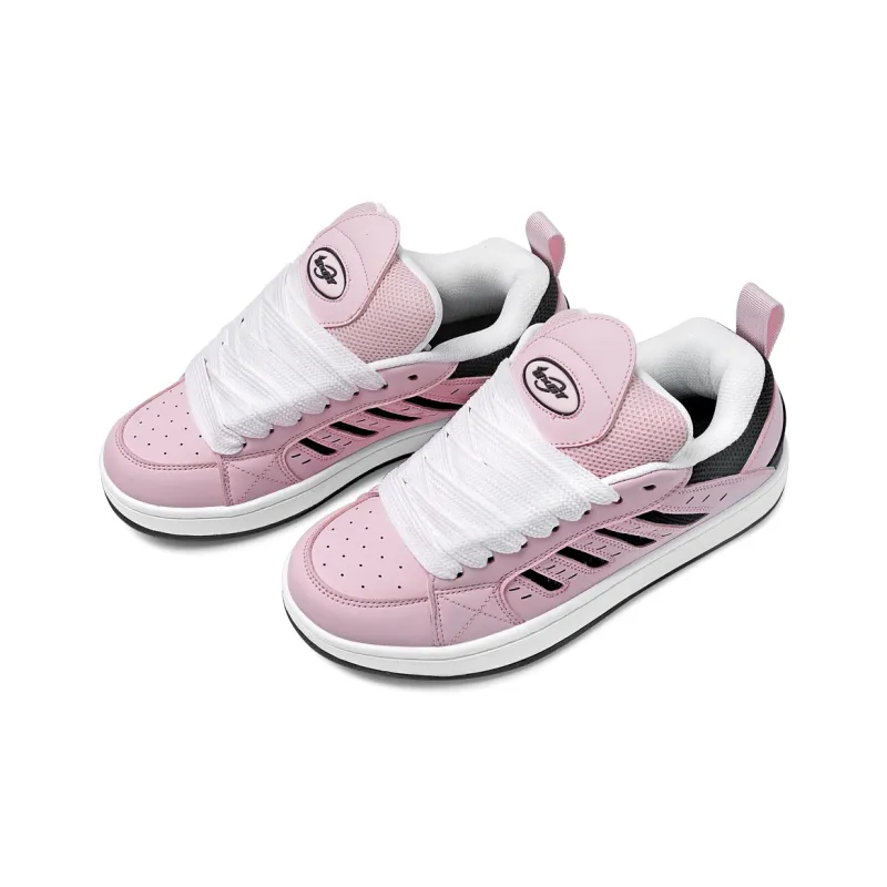 BXGY Blissful Joy Puffy Shoes Durable Lightweight And Breathable Low Top Skateboard Shoes Women's Pink Black-2