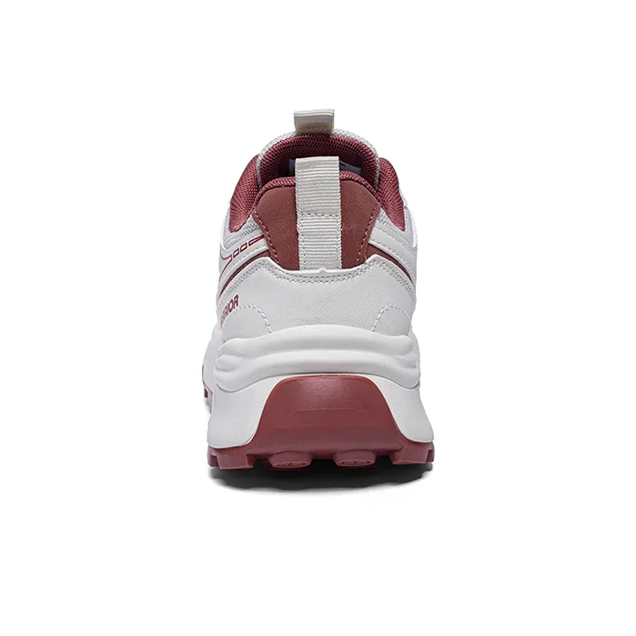 Warrior Students Platform Chunky Sneakers Lightweight And Breathable Low Top Casual Shoes Women's Beige Rose Red-3