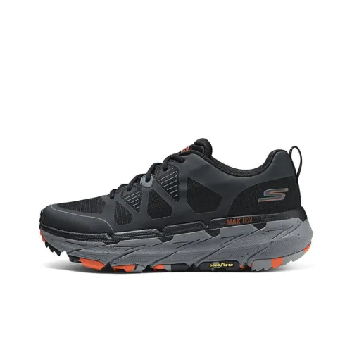 Skechers Anti Slip Wear Resistant Low Top Trail Running Running Shoes Men's Black Gray Orange
