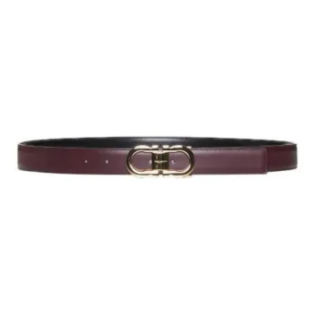 FERRAGAMO Double-Sided Design Calfskin Leather Belts Men's Burgundy
