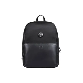 LEXON Leather With Polyester Backpack Regular Men's Black/Blue