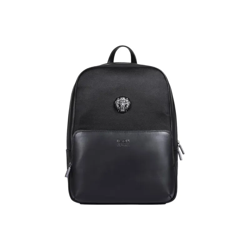 LEXON Leather With Polyester Backpack Regular Men's Black/Blue-0
