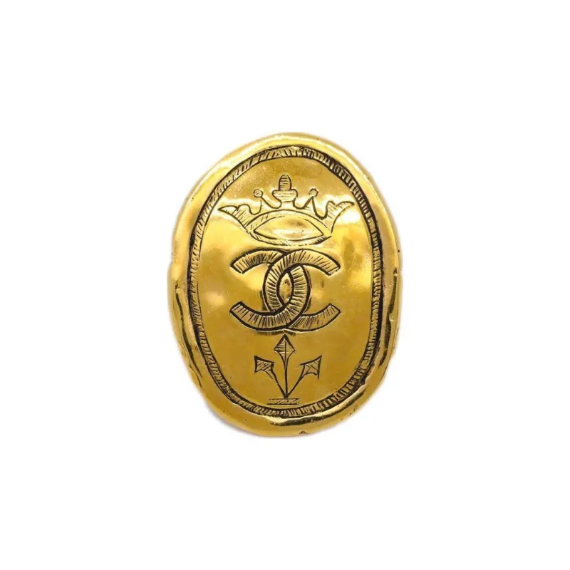CHANEL 1986 1988 Cc Crown Clip on Earrings-0