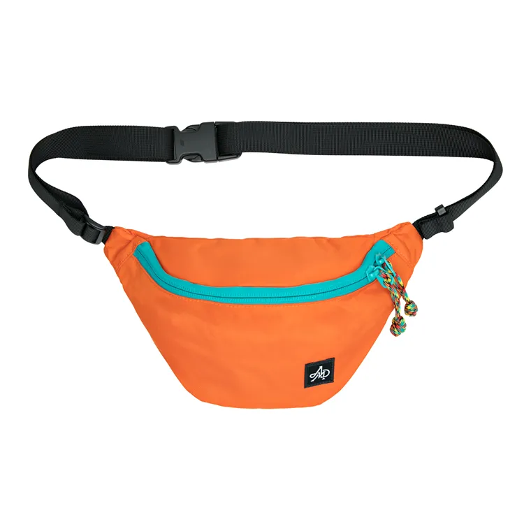 The MAD HATcher MONOGRAM Series Polyester Fanny Pack Small Size Unisex Black/Orange/Blue-3