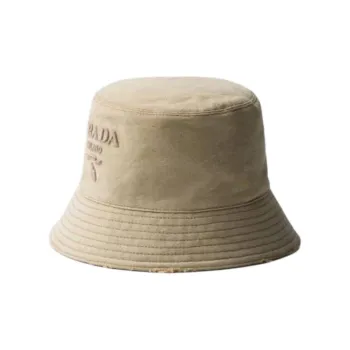 PRADA Logo embroidered Cotton Bucket Hat