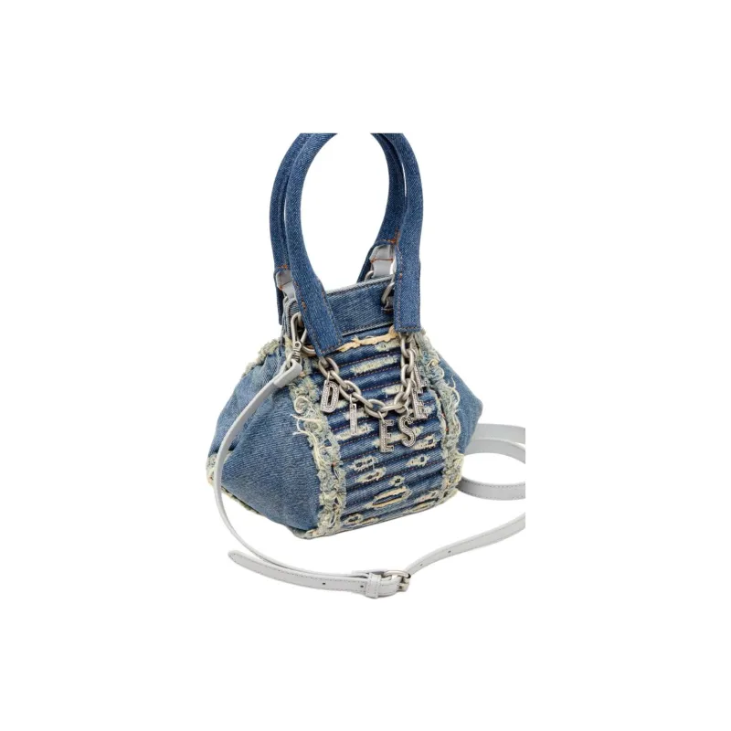 DIESEL D Vina XS Logo Charm Denim Shoulder Bag-1