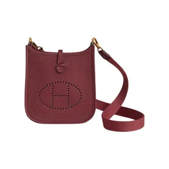 HERMES Evelyne Clemence Calfskin Shoulder Bag, Crossbody Bag Mini Women's Hermes Red