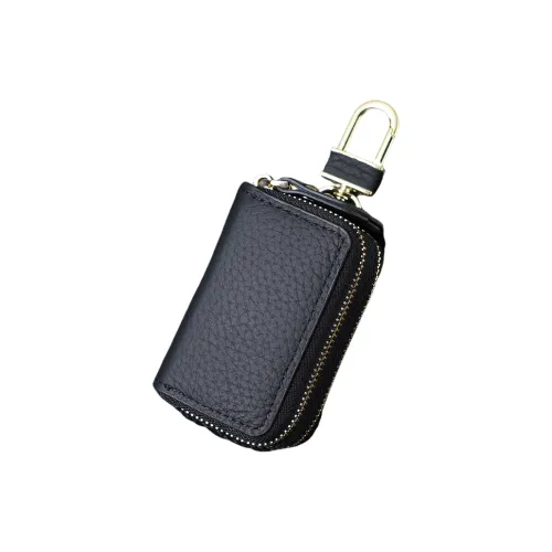 LOUIS VUITTON Leather Cow Leather Patchwork Trim Key Pouch Mens Black