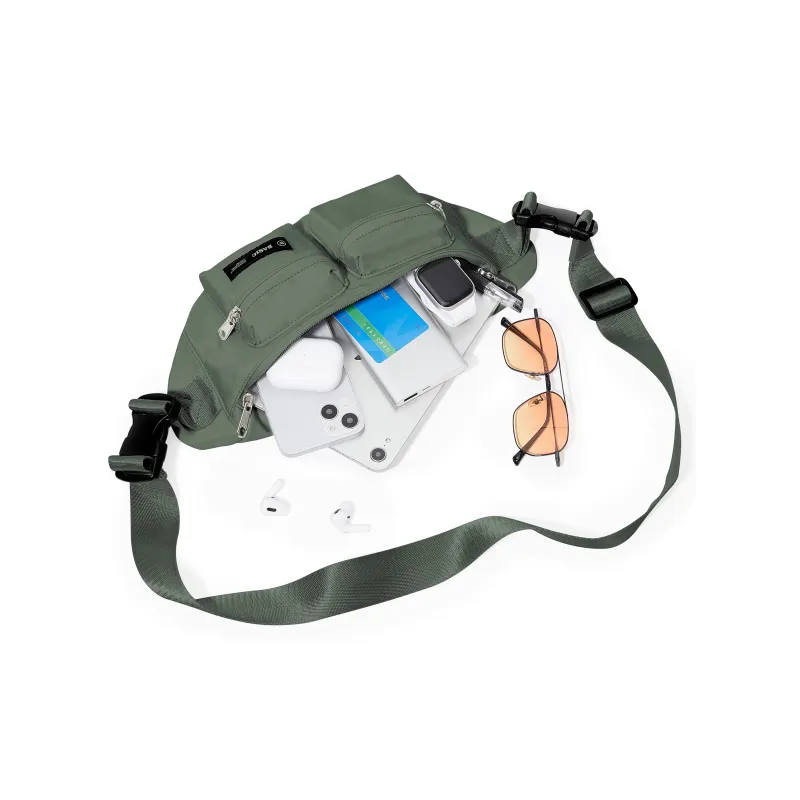 Werocker Nylon Fanny Pack Regular Unisex Classic Black Ecru Mint Green Gray Brown Royal Blue Army Green Gray-33