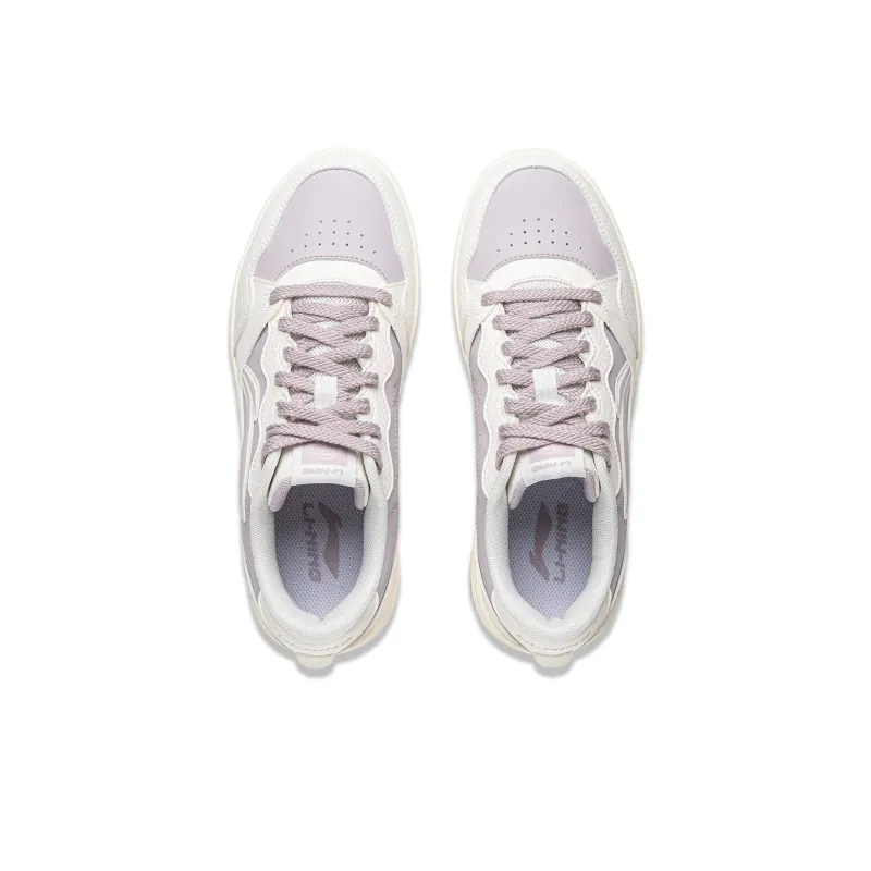 LiNing Tianji Soft Slip Resistant Cushioning Abrasion Resistant Low Top Skateboard Shoes Women's White Purple-3