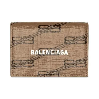 Balenciaga Polyurethane Polyester Cotton Wallet Mini Women's Beige