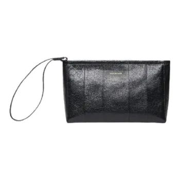 Balenciaga Barbes Leather Clutch Small Size Men's Black