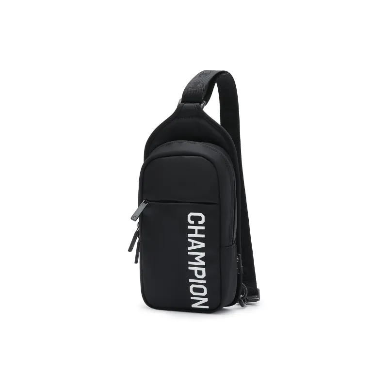 Champion Fabric Crossbody Bag, Sling Bag Regular Unisex Black/Dark Brown-1