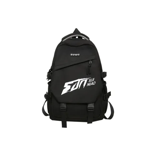 Huangmu Nylon Student Backpack Regular Unisex Blue/Black/White/Gray/Red