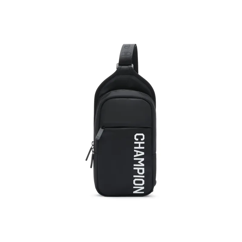 Champion Fabric Crossbody Bag, Sling Bag Regular Unisex Black/Dark Brown-0
