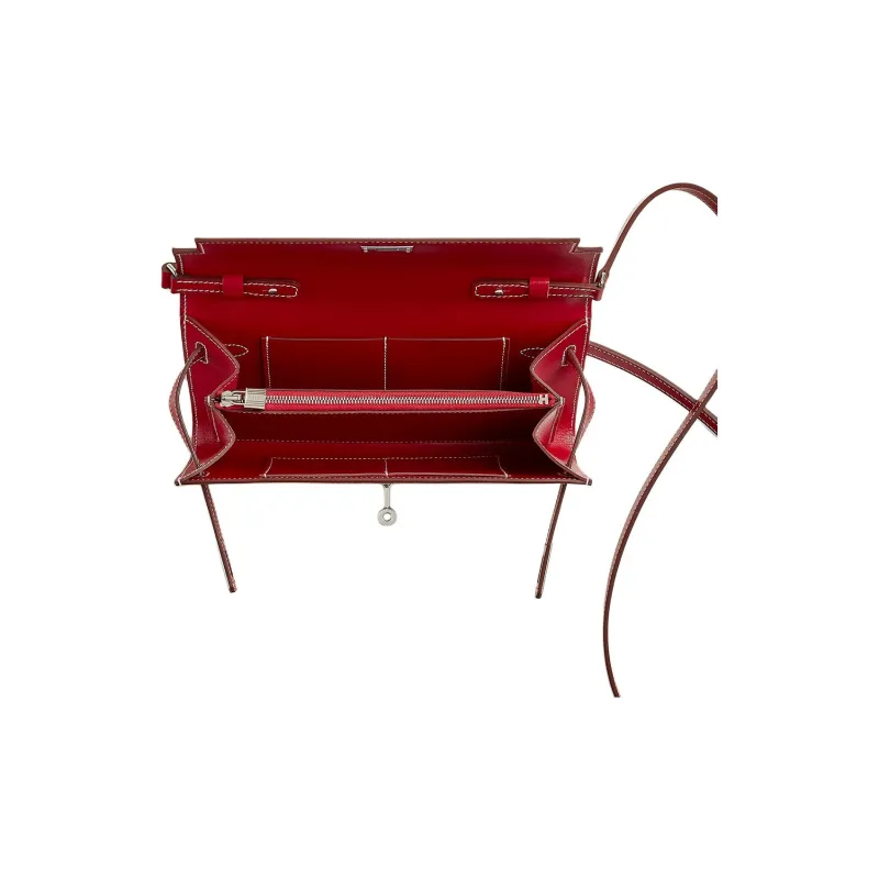 HERMES Kelly To Go Box Calfskin Handheld Shoulder Bag Crossbody Bag Wallet Women's 5X Rouge Piment Pepper Red-4