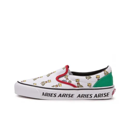 Aries X Vans Slip-on Skateboard Shoes Unisex Low-Top White