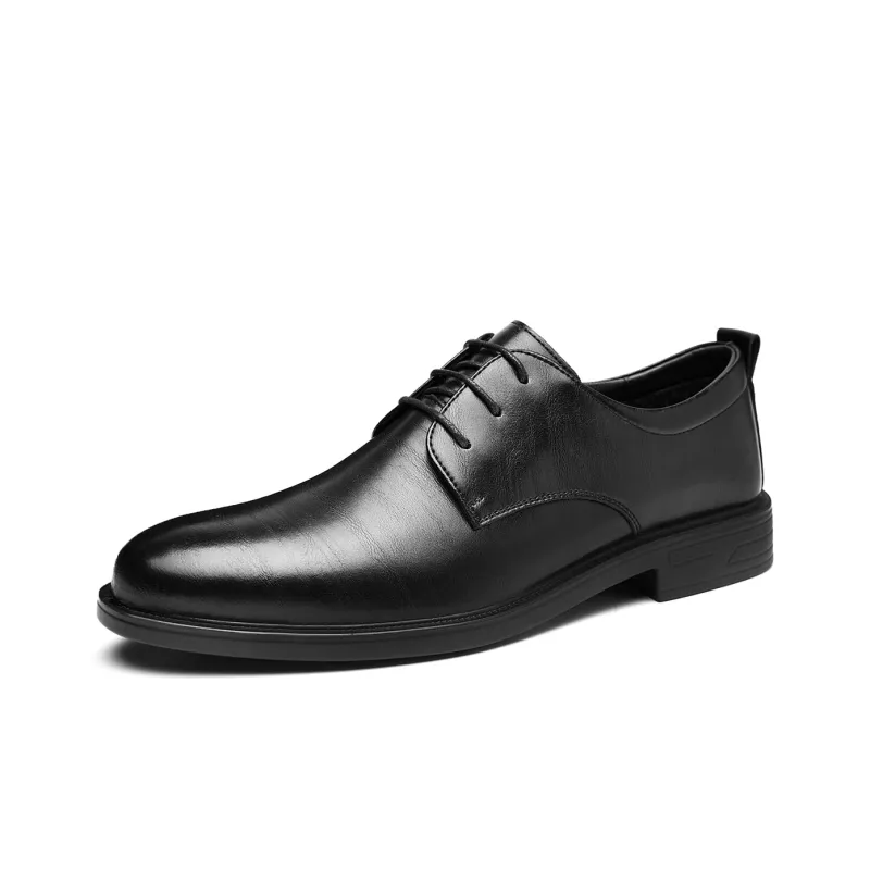HLA Dress Shoes Men Low Top Black-27