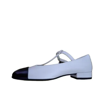 CHANEL Flat Mary Jane Shoes Women's White