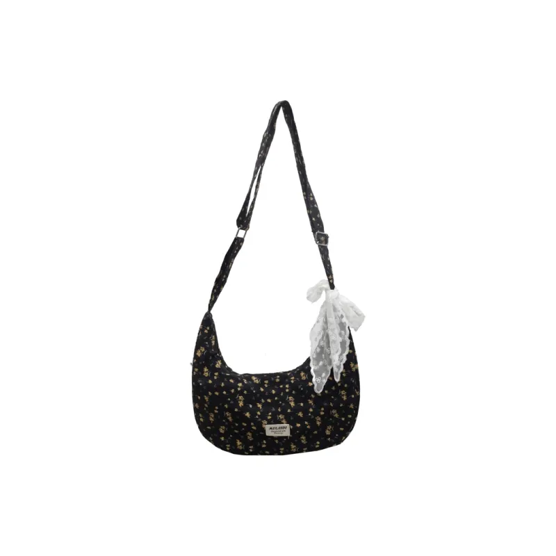 NATTY Fabric Shoulder Bag, Crossbody Bag Women's White/Black-7