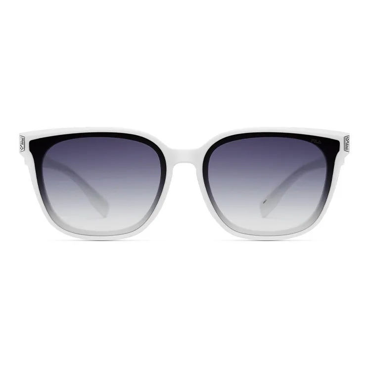 FILA Plate Frame Irregular Shape Sunglasses Unisex Piano Black, Orchid White, Sea Green-5