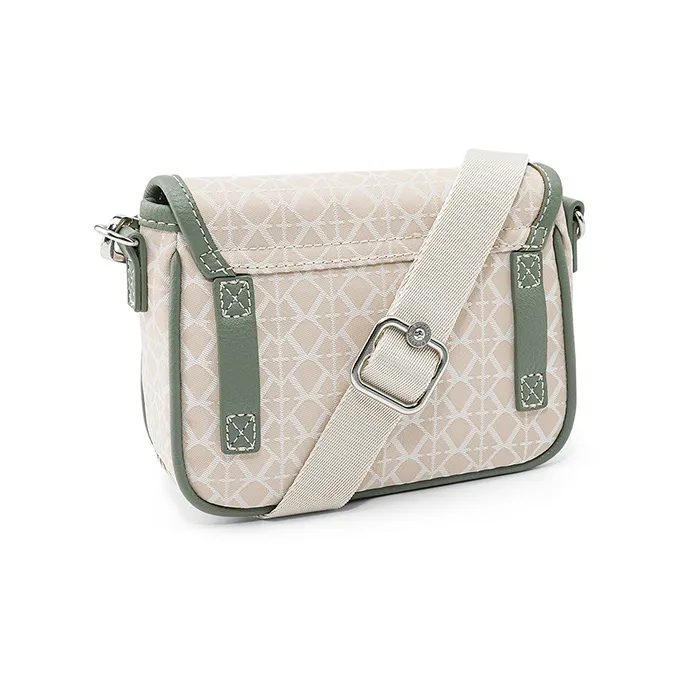Kipling Polyamide Crossbody Bag, Shoulder Bag Small Size Women's Beige Base With Letter Print Patchwork-2