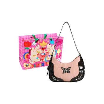 GATOER PU Shoulder Bag Large Size Women's Pink/Silver