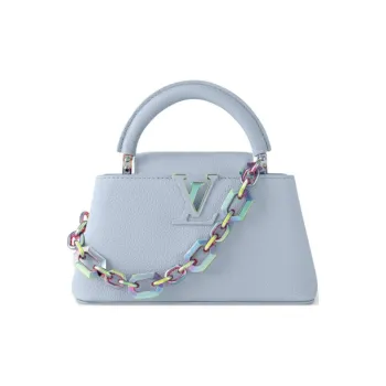 LOUIS VUITTON Capucines Leather Capusin Shoulder Crossbody Handbag Mini Women's Blue